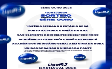 LIGA-RJ: sorteio para definir a ordem de desfiles do Carnaval 2025 será no dia 18 de junho