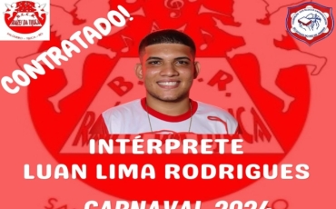 Luan Lima Rodrigues é o novo intérprete do bloco Raízes da Tijuca para o Carnaval 2024